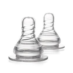 Babyhug Transparent Medium Flow 100% Silicone Nipple - Pack of 2