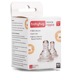 Babyhug Transparent Medium Flow 100% Silicone Nipple - Pack of 2