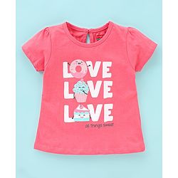 Babyhug 100% Cotton Half Sleeves Tee With Ice Cream & Hearts Graphics Pack of 3- Pink & Purple
