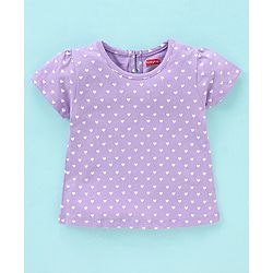 Babyhug 100% Cotton Half Sleeves Tee With Ice Cream & Hearts Graphics Pack of 3- Pink & Purple