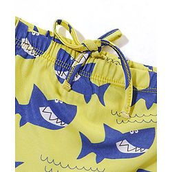 Babyhug Above Knee Length Shark Print Swimming Trunk - Yellow