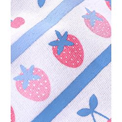 Babyhug Cotton Knit Sleeveless Asymmetrical Top with Frill Detailing & Cherry Print - White