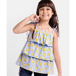 Babyhug 100% Cotton Singlet Top With Lemon Print & Frill Detailing - Purple