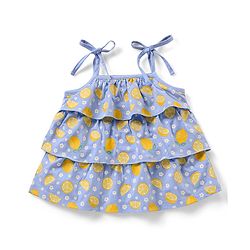 Babyhug 100% Cotton Singlet Top With Lemon Print & Frill Detailing - Purple