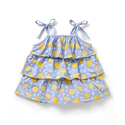 Babyhug 100% Cotton Singlet Top With Lemon Print & Frill Detailing - Purple