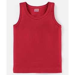 Babyhug 100% Cotton Sleeveless Solid & Stripe Sando Pack of 2 - Red
