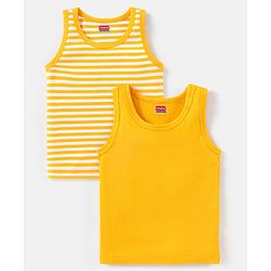 Babyhug 100% Cotton Sleeveless Sando Solid Pack of 2 - Yellow