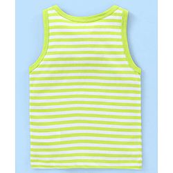 Babyhug 100% Cotton Sleeveless Solid & Stripe Sando Pack of 2 - Green