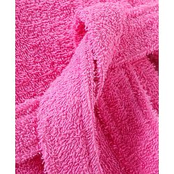 Babyhug Woven Terry Full Sleeves Hooded Bath Robe Owl Design - Pink