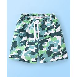 Babyhug Cotton Mid Thigh Length Shorts Stripes & Camo Print Pack of 3- White Orange & Green