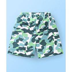 Babyhug Cotton Mid Thigh Length Shorts Stripes & Camo Print Pack of 3- White Orange & Green