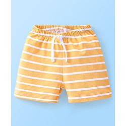 Babyhug Cotton Mid Thigh Length Shorts Stripes & Camo Print Pack of 3- White Orange & Green