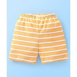 Babyhug Cotton Mid Thigh Length Shorts Stripes & Camo Print Pack of 3- White Orange & Green