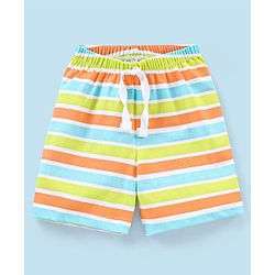 Babyhug Cotton Mid Thigh Length Shorts Stripes & Dolphin Print Pack of 3- Green & Blue