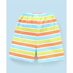 Babyhug Cotton Mid Thigh Length Shorts Stripes & Dolphin Print Pack of 3- Green & Blue
