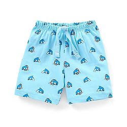 Babyhug Cotton Mid Thigh Length Shorts Stripes & Dolphin Print Pack of 3- Green & Blue