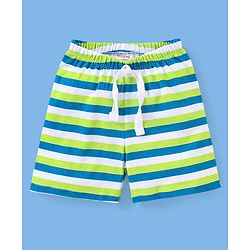 Babyhug Cotton Mid Thigh Length Shorts Stars & Stripes Print Pack of 3- Green & Blue