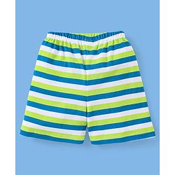 Babyhug Cotton Mid Thigh Length Shorts Stars & Stripes Print Pack of 3- Green & Blue