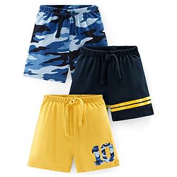 Babyhug Cotton Mid Thigh Length Shorts Number Print Pack of 3 - Yellow Black  &  Blue