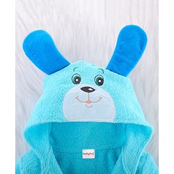 Babyhug  Terry Full Sleeves Hooded Bath Robe Dog  Embroidered - Blue