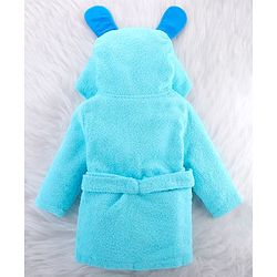 Babyhug  Terry Full Sleeves Hooded Bath Robe Dog  Embroidered - Blue