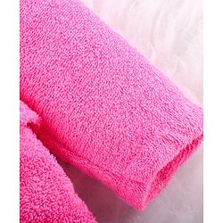 Babyhug Woven Terry Full Sleeves Hooded Bath Robe Princess Patch - Pink