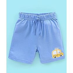 Babyhug Cotton Shorts Striped & Taxi Printed Pack of 3 - Yellow White & Blue