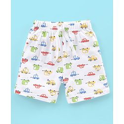 Babyhug Cotton Shorts Striped & Taxi Printed Pack of 3 - Yellow White & Blue