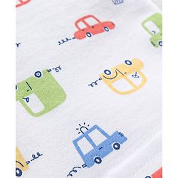 Babyhug Cotton Shorts Striped & Taxi Printed Pack of 3 - Yellow White & Blue