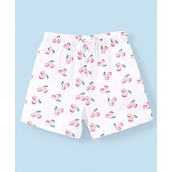 Babyhug Cotton Mid Thigh Length Shorts Polka Dots & Cherry Printed Pack of 3 - Pink White & Peach