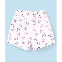 Babyhug Cotton Mid Thigh Length Shorts Polka Dots & Cherry Printed Pack of 3 - Pink White & Peach