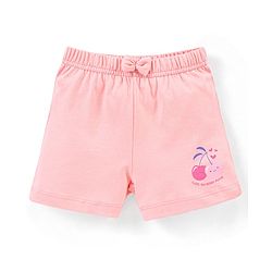 Babyhug Cotton Mid Thigh Length Shorts Polka Dots & Cherry Printed Pack of 3 - Pink White & Peach