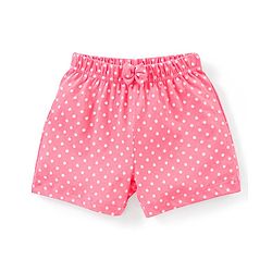 Babyhug Cotton Mid Thigh Length Shorts Polka Dots & Cherry Printed Pack of 3 - Pink White & Peach