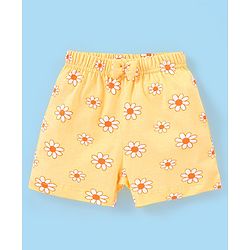 Babyhug Cotton Knit Mid Thigh Shorts Polka Dots & Floral Print Pack Of 2 - Yellow & Orange
