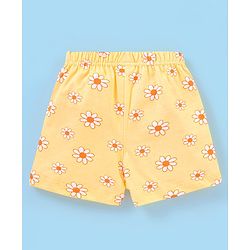 Babyhug Cotton Knit Mid Thigh Shorts Polka Dots & Floral Print Pack Of 2 - Yellow & Orange