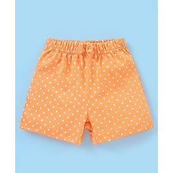 Babyhug Cotton Knit Mid Thigh Shorts Polka Dots & Floral Print Pack Of 2 - Yellow & Orange