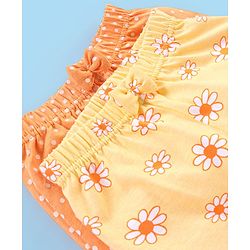 Babyhug Cotton Knit Mid Thigh Shorts Polka Dots & Floral Print Pack Of 2 - Yellow & Orange