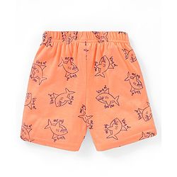 Babyhug Cotton Knit Mid Thigh Shorts Striped & Shark Print Pack of 2 - Navy Blue & Orange