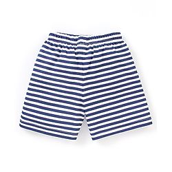Babyhug Cotton Knit Mid Thigh Shorts Striped & Shark Print Pack of 2 - Navy Blue & Orange