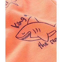 Babyhug Cotton Knit Mid Thigh Shorts Striped & Shark Print Pack of 2 - Navy Blue & Orange