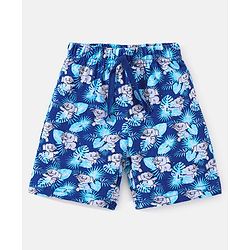 Babyhug Cotton Mid Thigh Length Elephant Print Shorts - Navy Blue