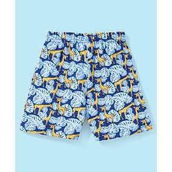Babyhug Cotton Mid Thigh Giraffe Print Shorts - Navy Blue
