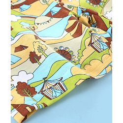 Babyhug Cotton  Mid Thigh Length Shorts Scenic Printed - Green & Blue