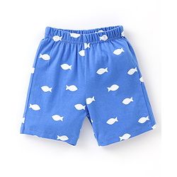 Babyhug Cotton Half Sleeves Night Suit Shark Print - Blue