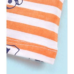 Babyhug Cotton Knit Half Sleeves Striped Night Suit Numbers Print - White & Orange