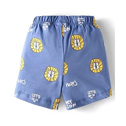 Babyhug Cotton Knit Half Sleeves Lion Printed Night Suit - Blue