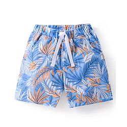 Babyhug Cotton Mid Thigh Length Shorts Leafy Print - Blue