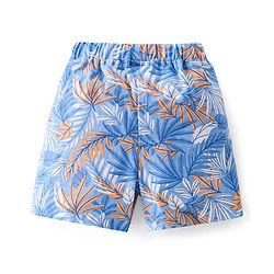 Babyhug Cotton Mid Thigh Length Shorts Leafy Print - Blue