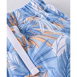 Babyhug Cotton Mid Thigh Length Shorts Leafy Print - Blue