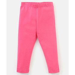 Babyhug Cotton Lycra Full Length Solid Leggings - Pink